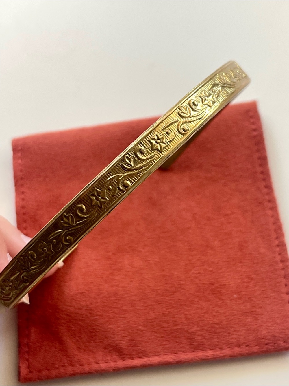 Gold-Tone Floral Engraved Arm Cuff